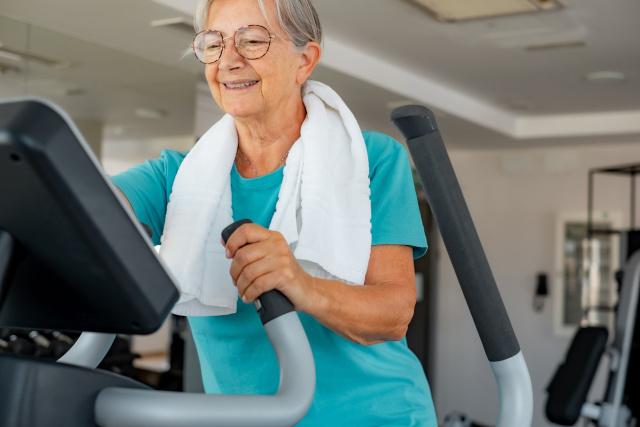 Elderly woman exercising